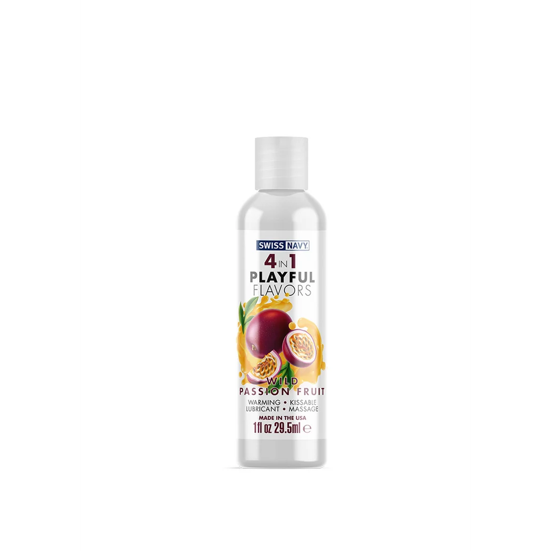 Lubrifiant aromatisé – 4 in 1 Playful Flavors, comestible et chauffant – Fruit de la passion – 29,5 ml – Swiss Navy – Image 3