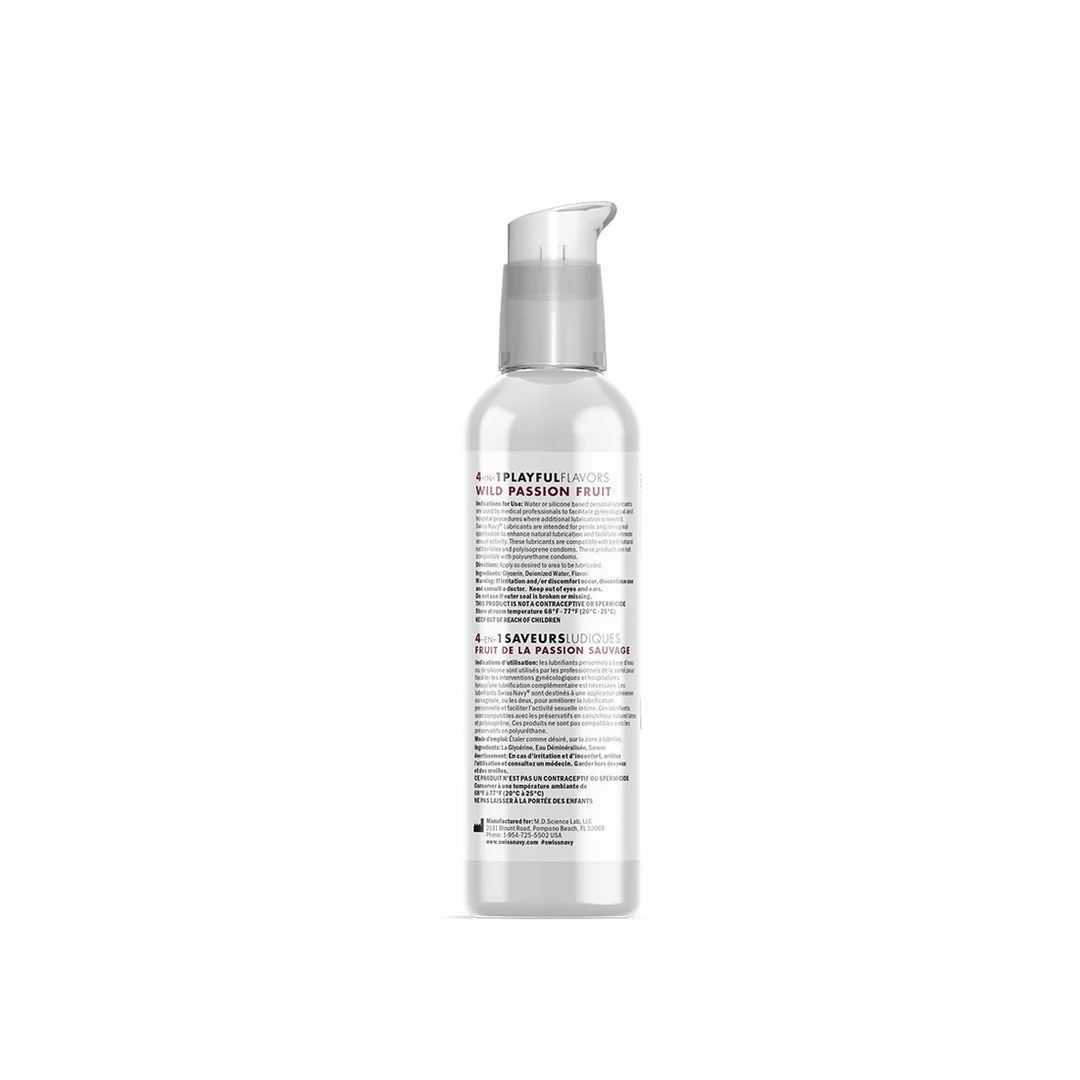 Lubrifiant aromatisé – 4 in 1 Playful Flavors, comestible et chauffant – Fruit de la passion – 29,5 ml – Swiss Navy – Image 4