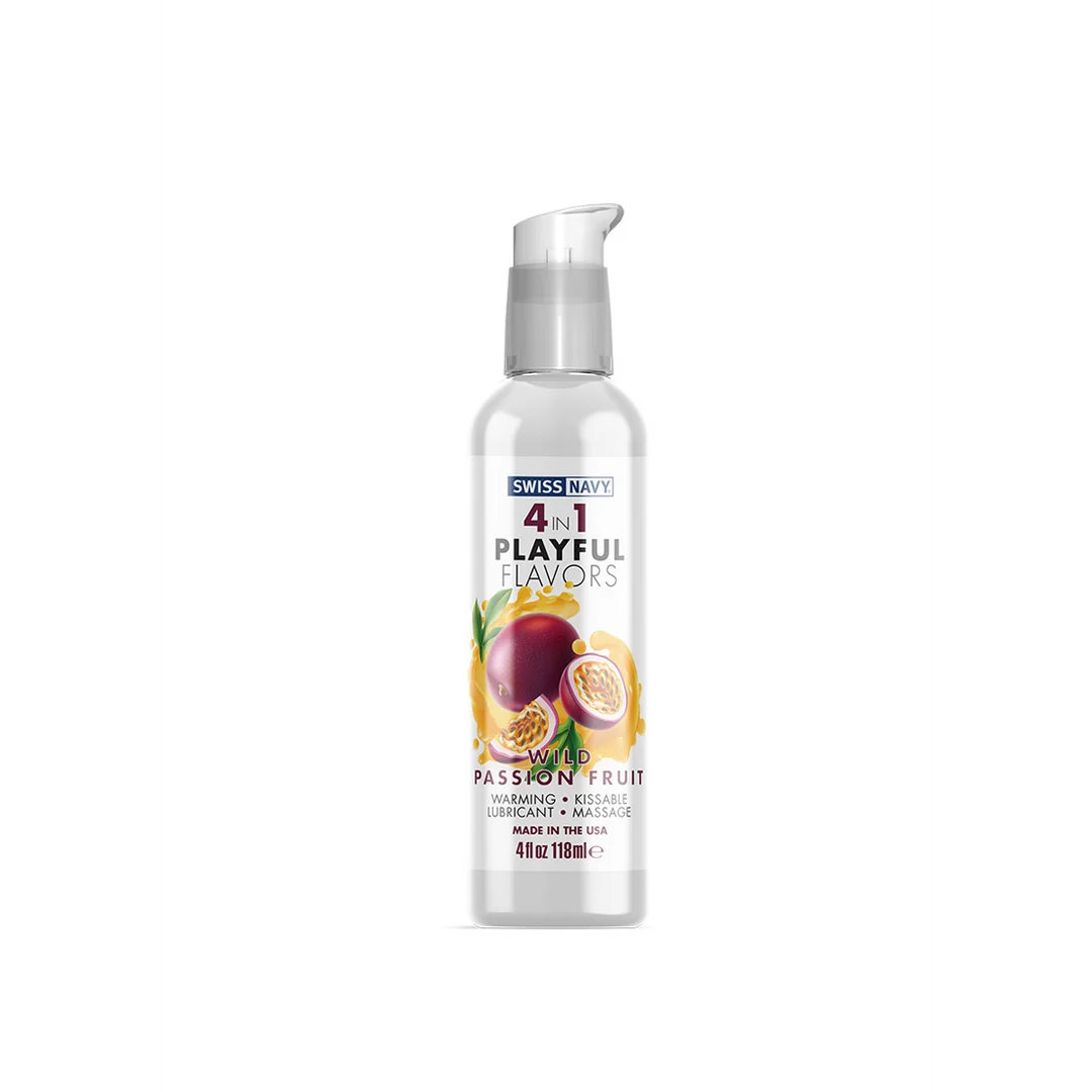 Lubrifiant aromatisé – 4 in 1 Playful Flavors, comestible et chauffant – Fruit de la passion – 29,5 ml – Swiss Navy – Image 6