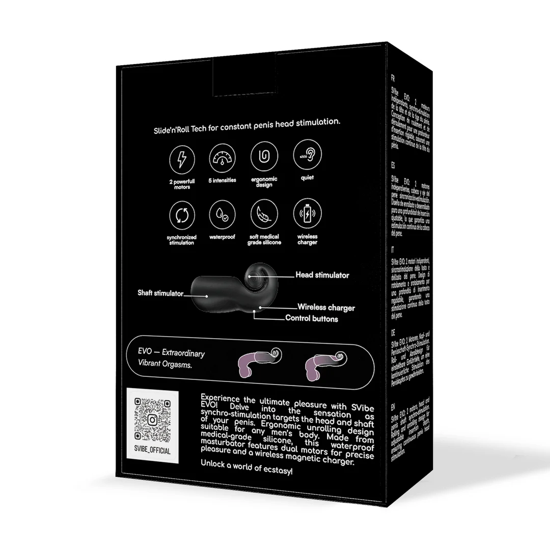 Stimulateur masculin double Snail Vibe EVO, noir – Image 2