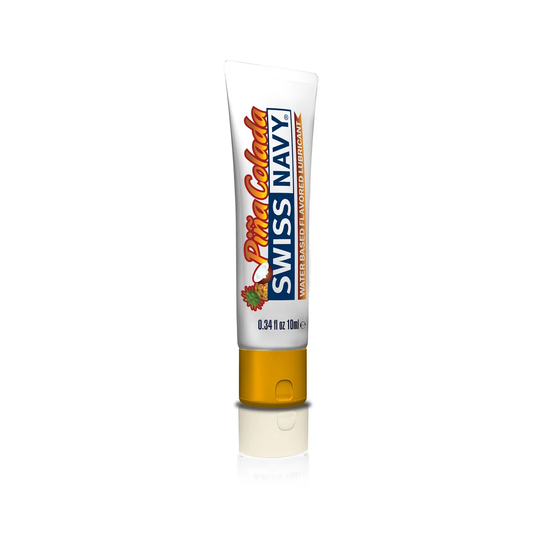 Lubrifiant aromatisé – formule premium longue durée – Pina Colada – 10 ml – Swiss Navy – Image 1
