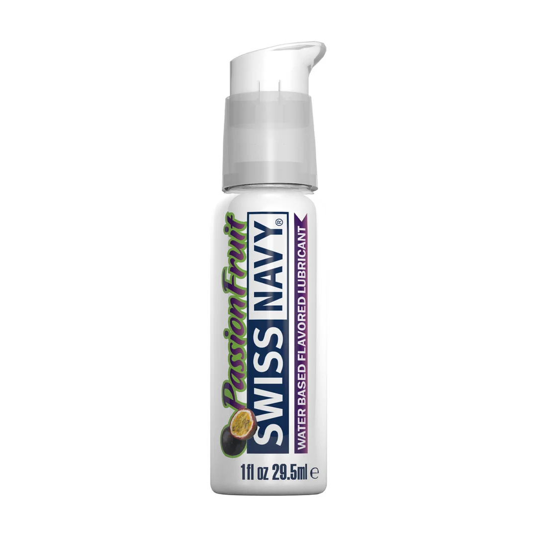 Lubrifiant à base d’eau – longue durée, aromatisé et facile à emporter – Fruit de la passion – 30 ml – Swiss Navy – Image 1
