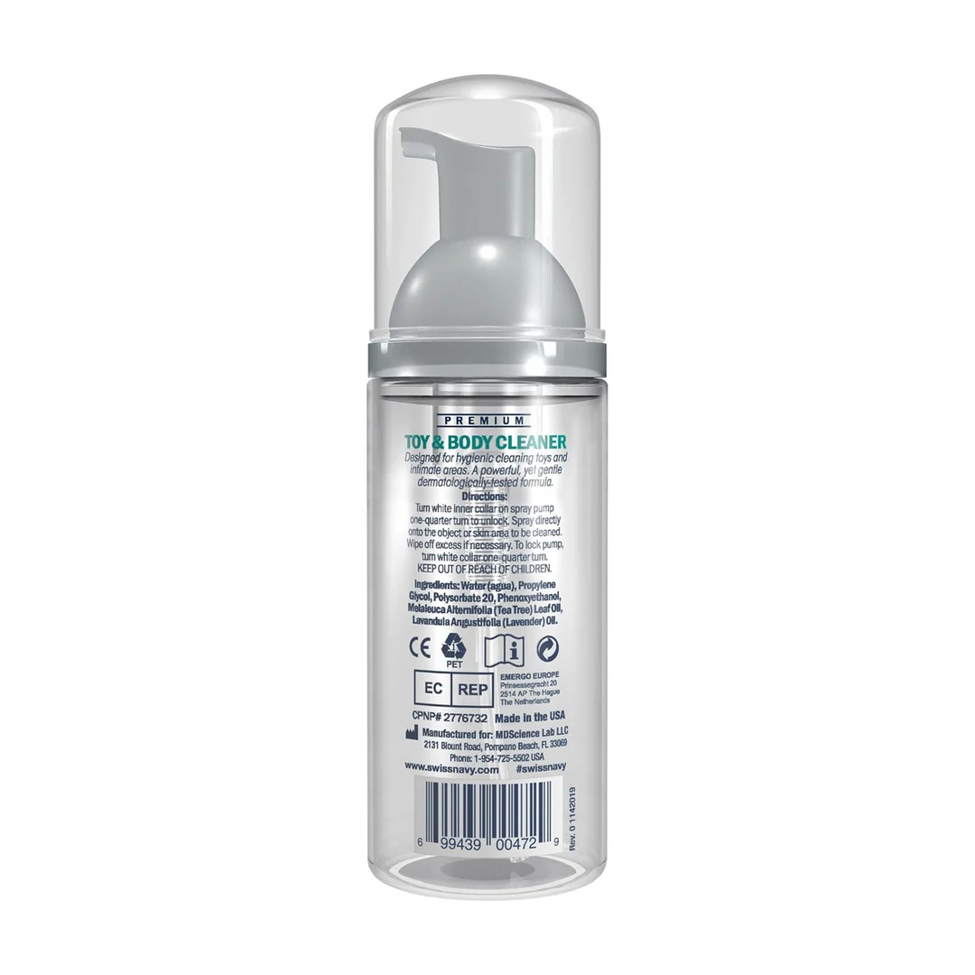 Nettoyant pour sextoys et le corps – Spray nettoyant pour sextoys et la peau, compatible avec les lubrifiants à base de silicone – Swiss Navy – 177 ml / 6 fl oz – ÉCHANTILLON – Image 2