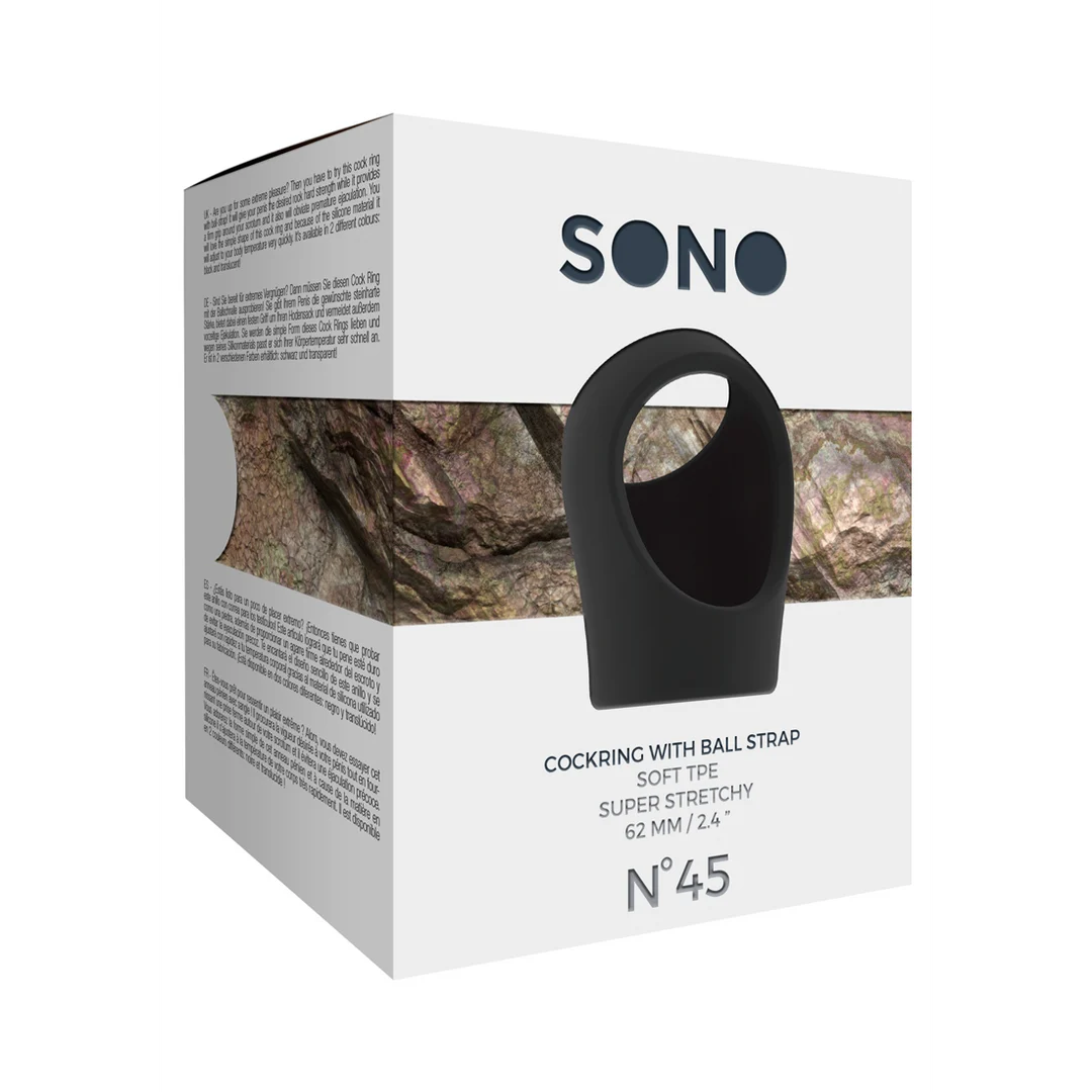 SON045BLK_1 Anneau pénien Sono by Shots Nr.45 avec sangle pour testicules – Image 1