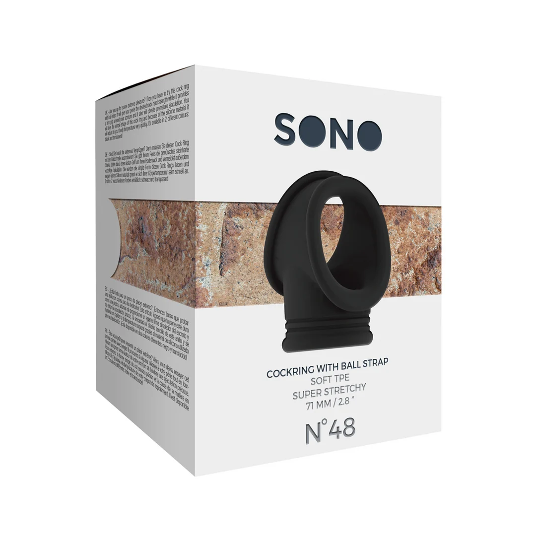 SON048BLK_1 Anneau pénien Sono by Shots Nr.48 avec sangle testiculaire – Image 1