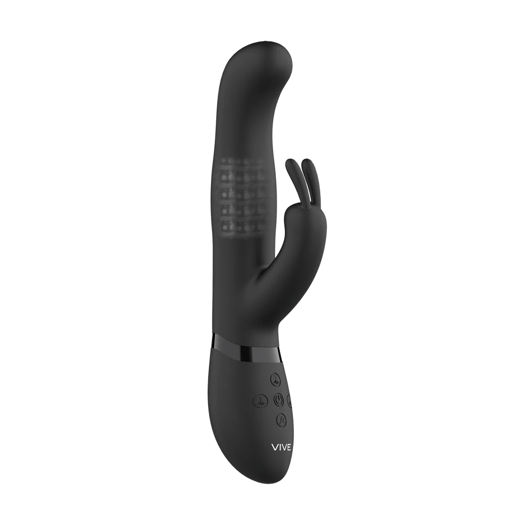 Vibromasseur rabbit – perles rotatives et double stimulation – noir (Izara) VIVE by Shots – Image 4