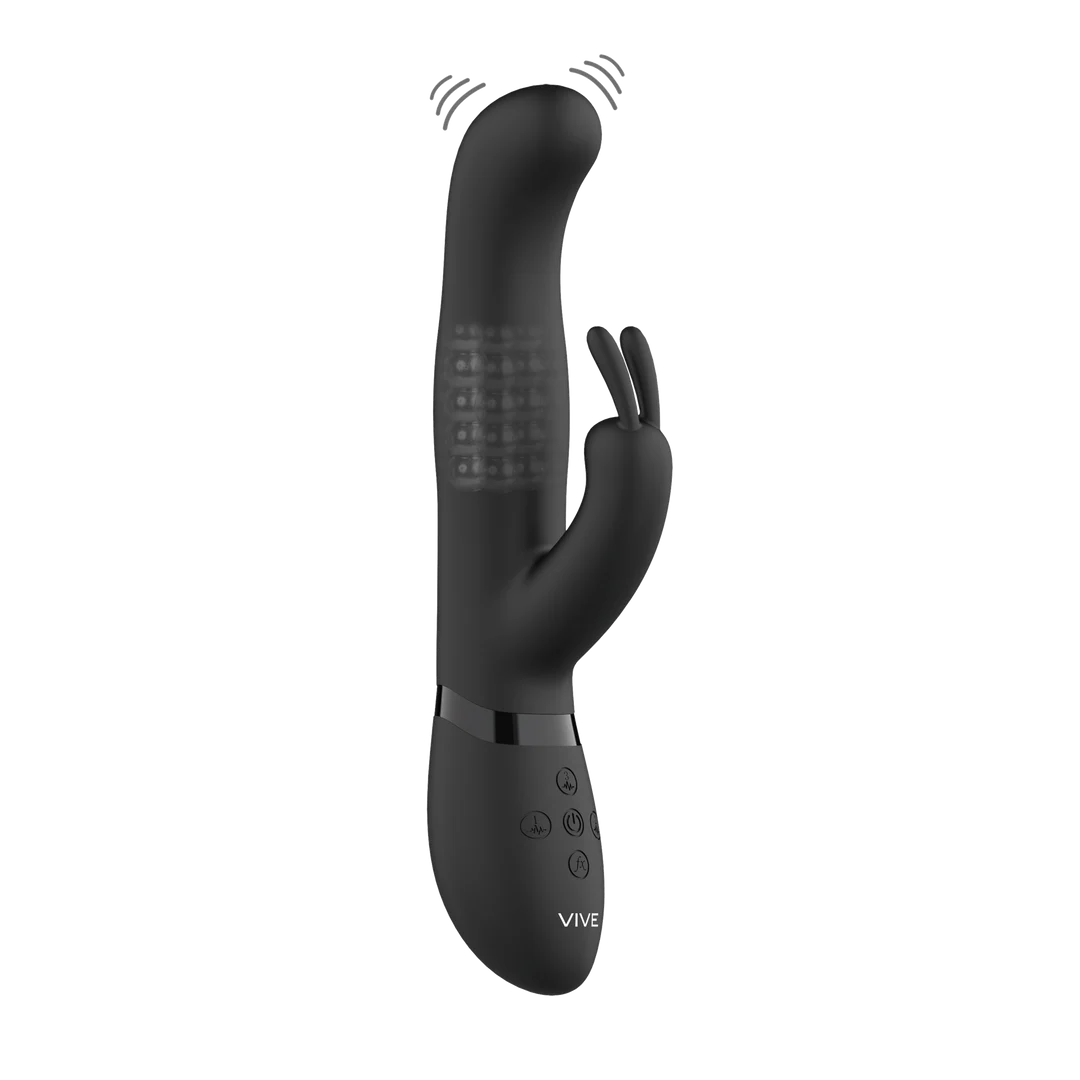 Vibromasseur rabbit – perles rotatives et double stimulation – noir (Izara) VIVE by Shots – Image 5