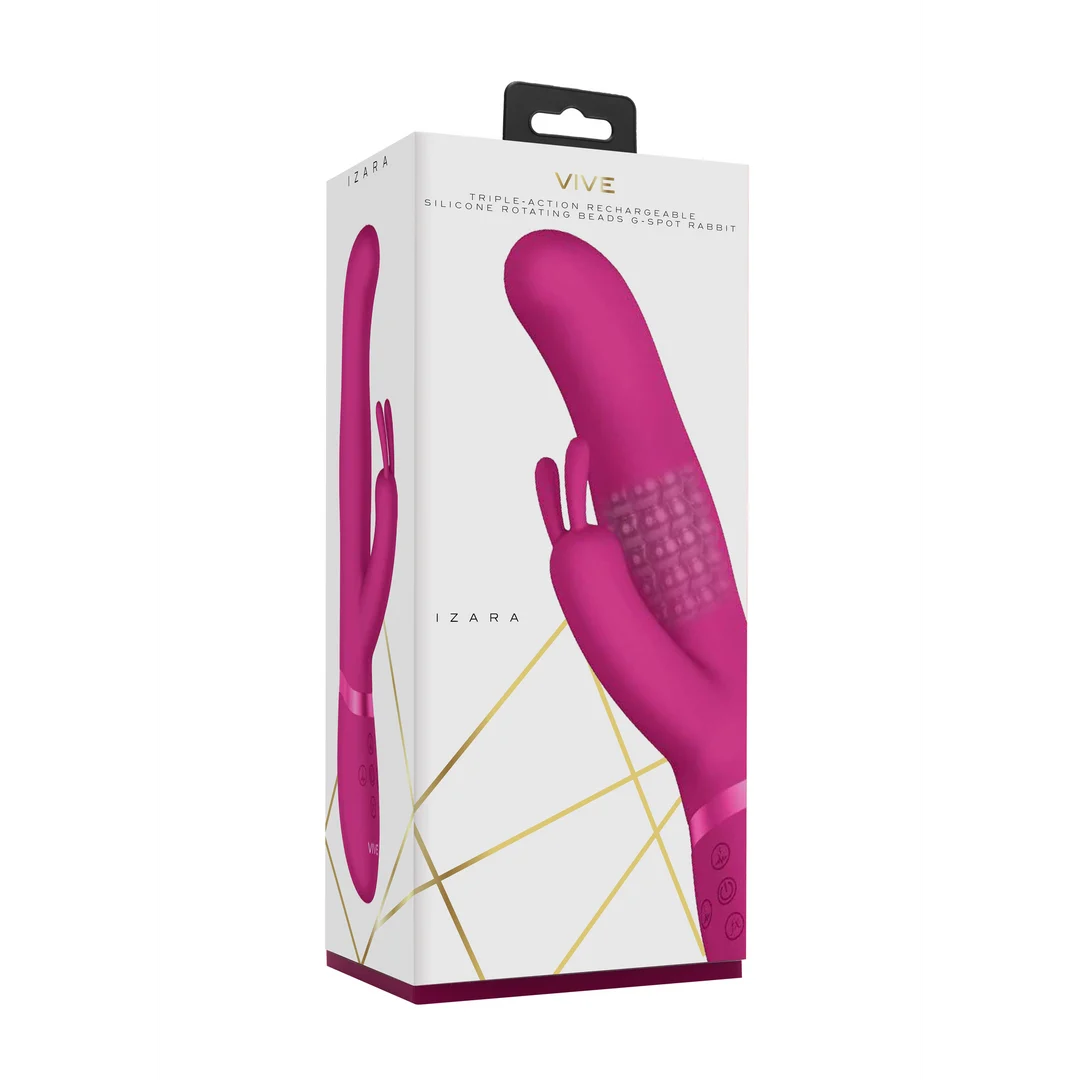 Vibromasseur rabbit – perles rotatives et double stimulation – noir (Izara) VIVE by Shots – Image 8
