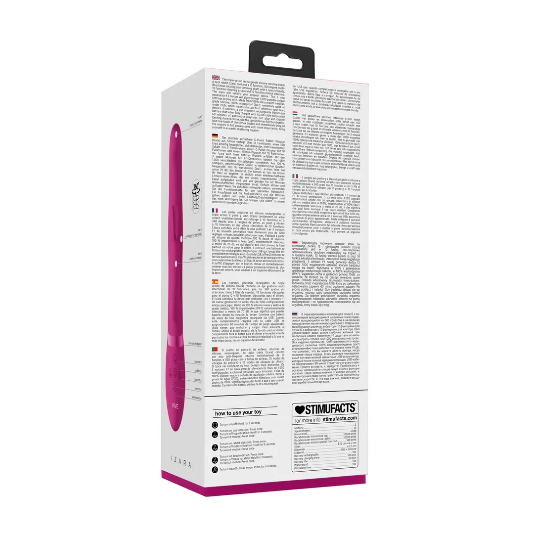 Vibromasseur rabbit – perles rotatives et double stimulation – noir (Izara) VIVE by Shots – Image 9