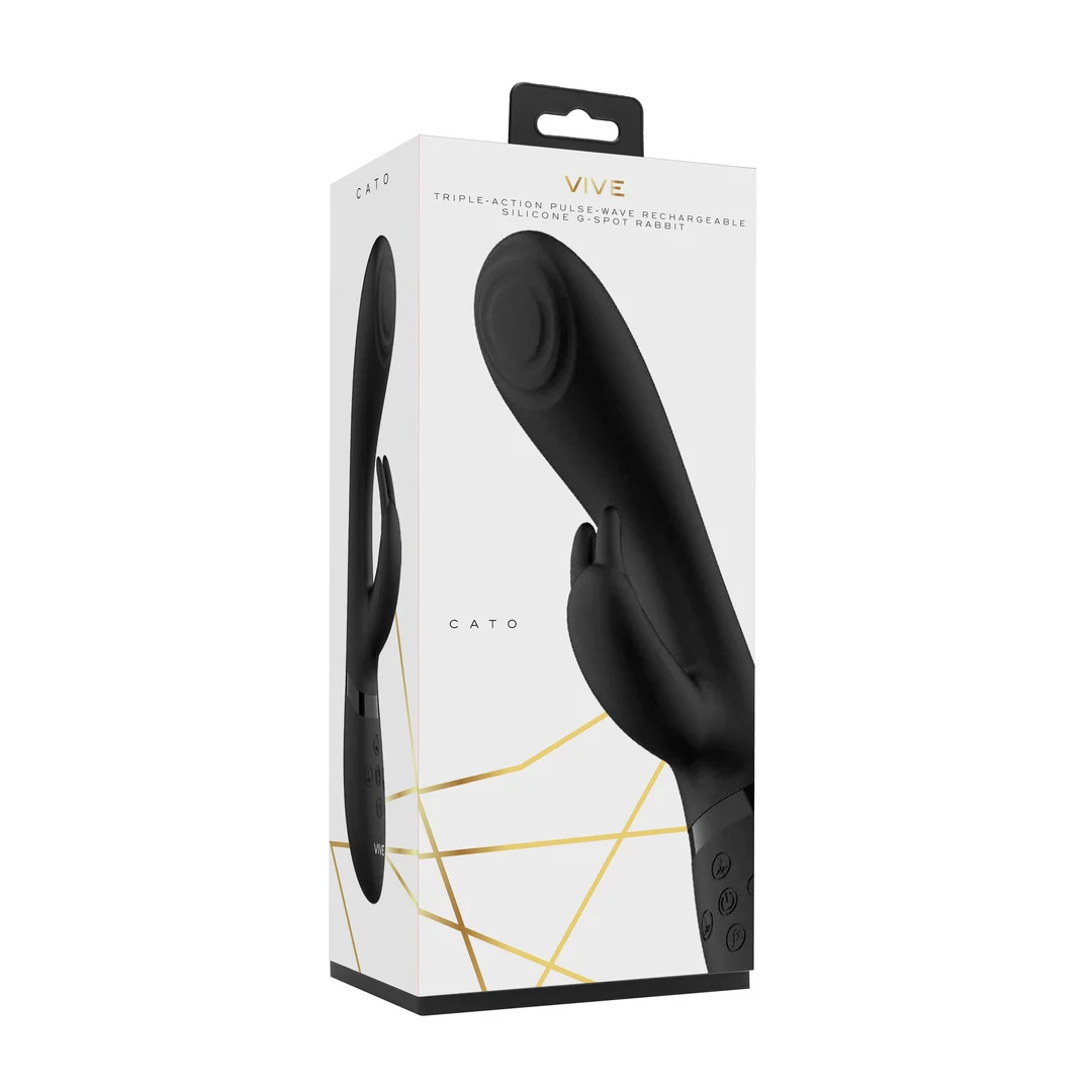Vibromasseur rabbit : pointe pulsée pour le point G et stimulateur clitoridien : noir VIVE by Shots – Image 8