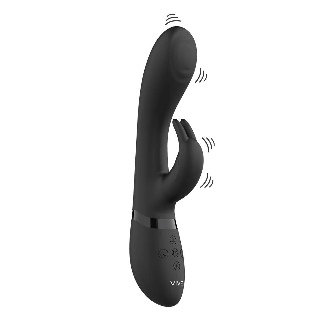 Vibromasseur rabbit : pointe pulsée pour le point G et stimulateur clitoridien : noir VIVE by Shots – Image 10