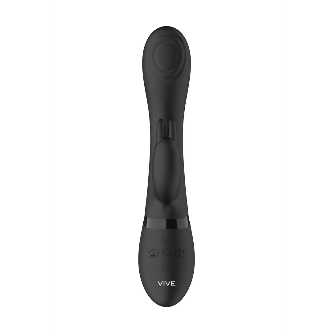 Vibromasseur rabbit : pointe pulsée pour le point G et stimulateur clitoridien : noir VIVE by Shots – Image 11