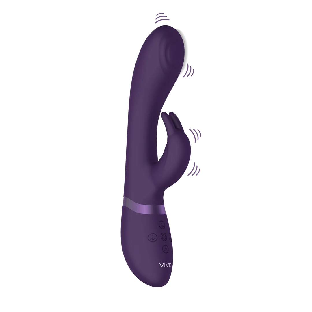 Vibromasseur rabbit : pointe pulsée pour le point G et stimulateur clitoridien : noir VIVE by Shots – Image 4