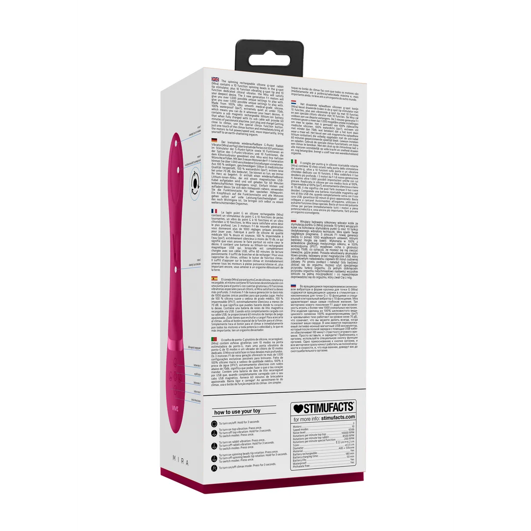 Vibromasseur rabbit à perles rotatives et 10 modes – VIVE Mira, rose VIVE by Shots – Image 3