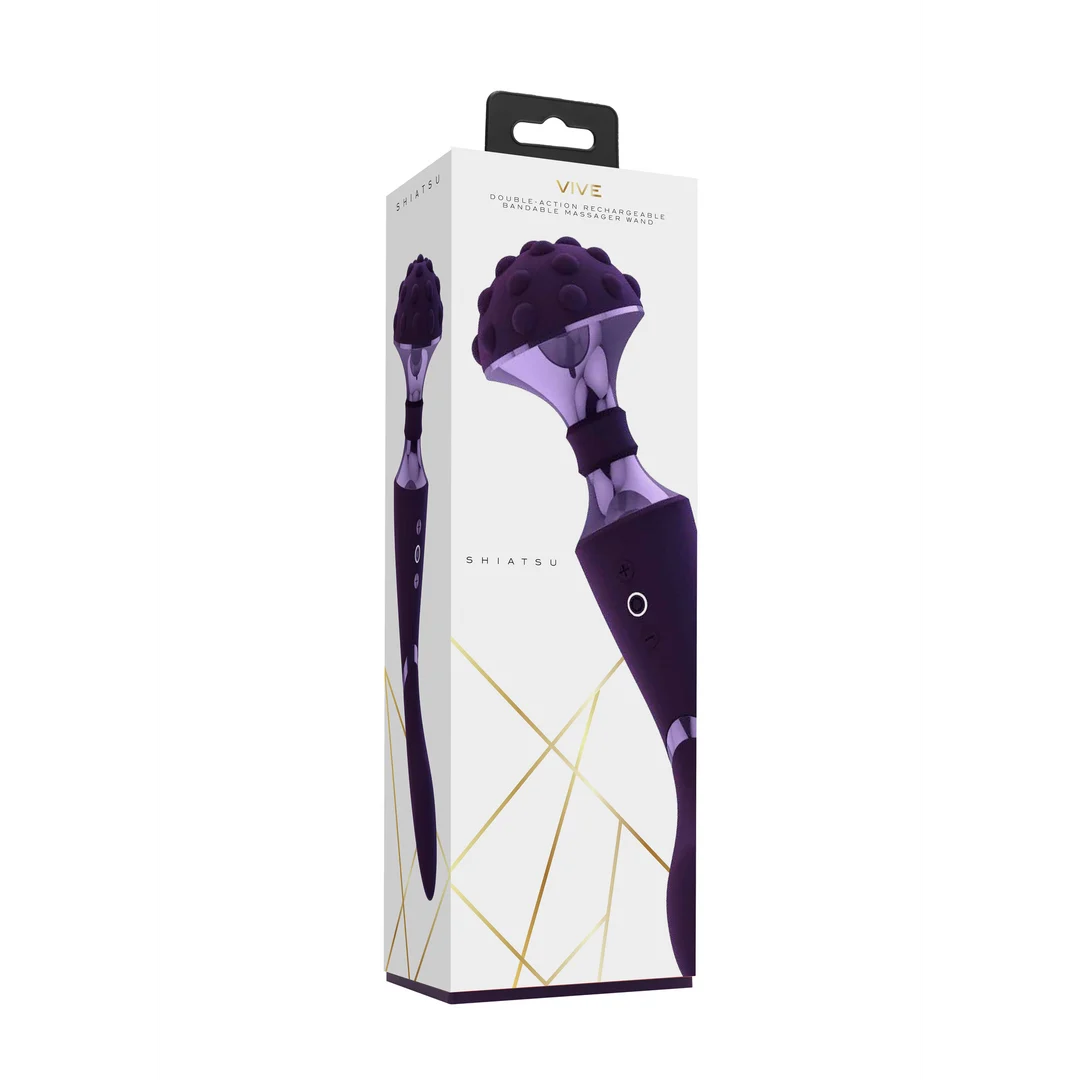 Vibromasseur wand à double moteur et 10 modes, violet VIVE by Shots – Image 8