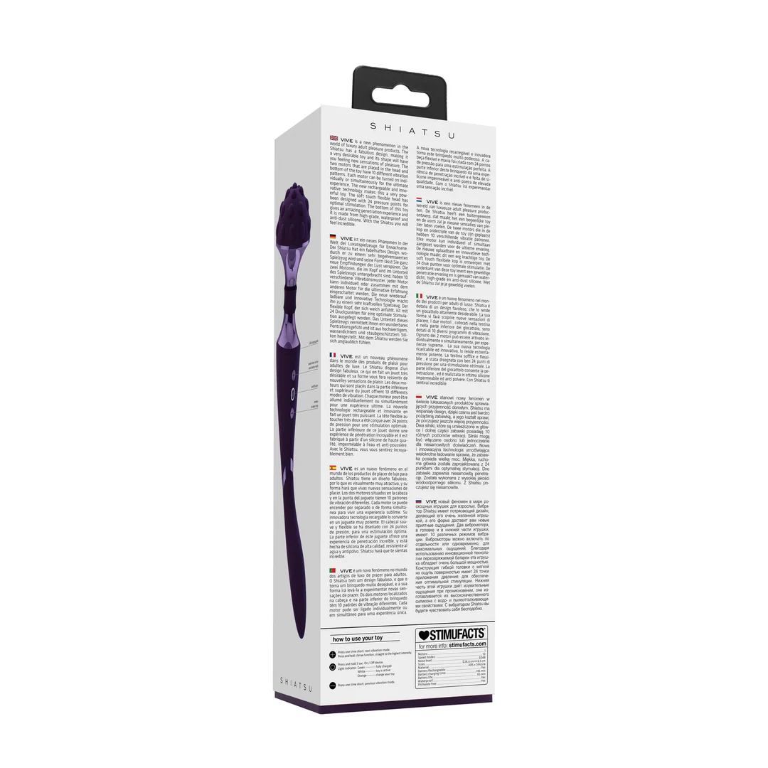 Vibromasseur wand à double moteur et 10 modes, violet VIVE by Shots – Image 9