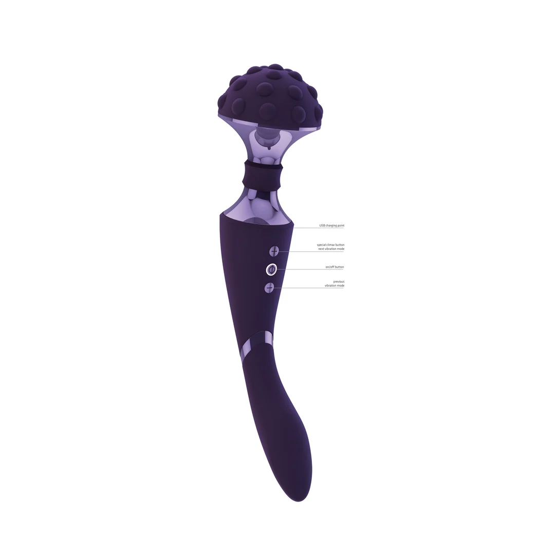 Vibromasseur wand à double moteur et 10 modes, violet VIVE by Shots – Image 13