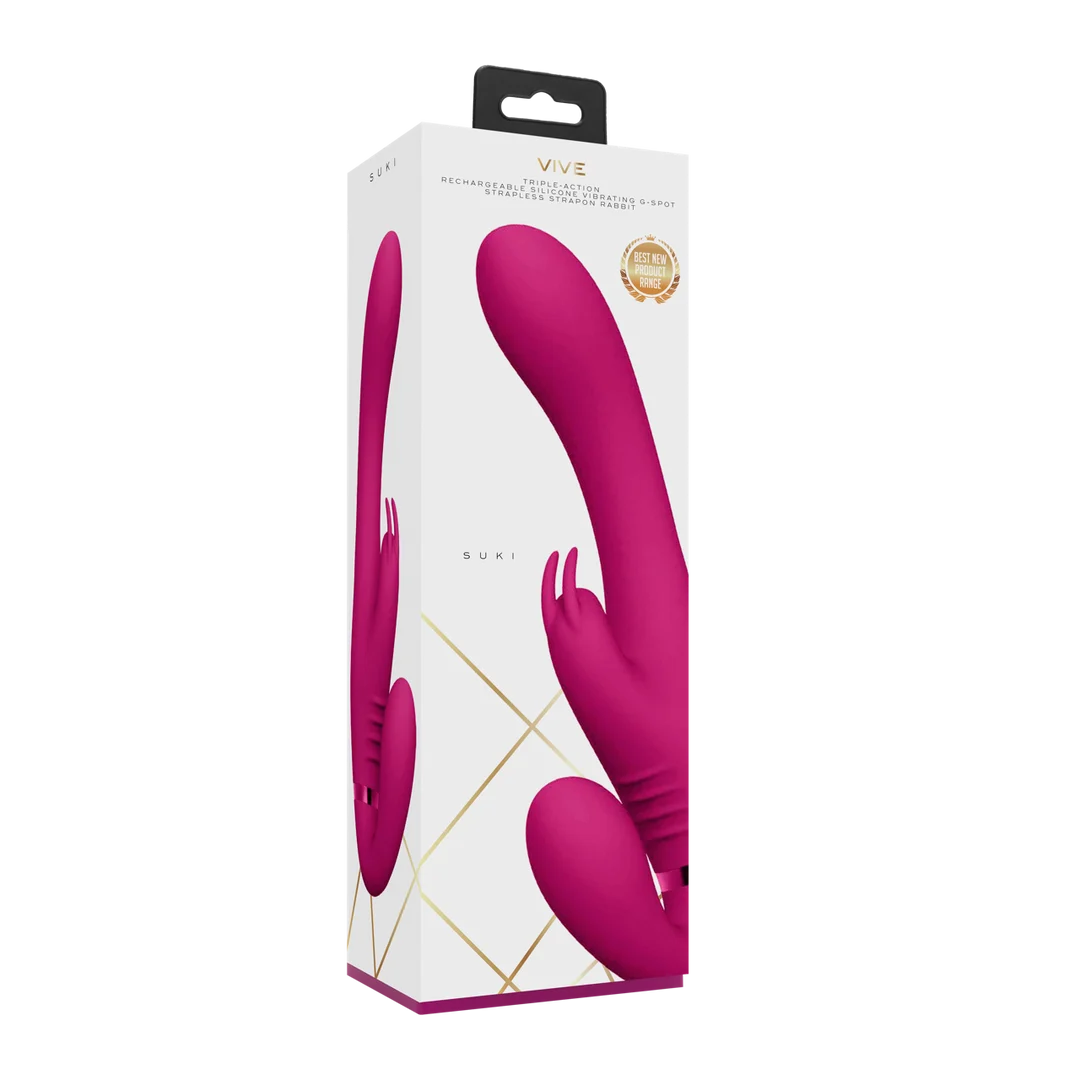 Vibromasseur strapless – stimulation à deux pour les couples – VIVE Suki, rose VIVE by Shots – Image 2