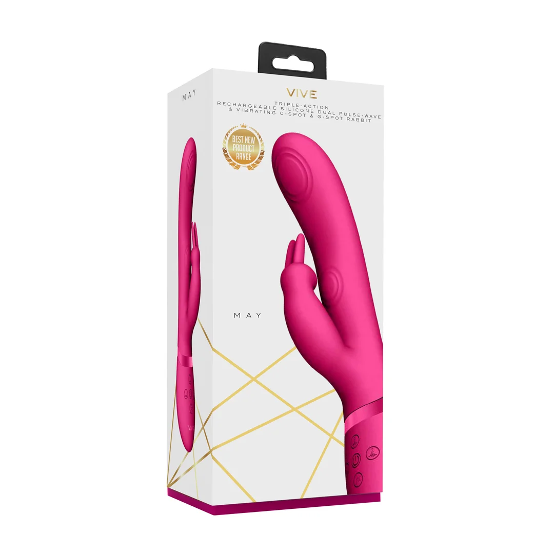 Vibromasseur rabbit à double onde pulsée avec bouton climax – VIVE by Shots, rose VIVE by Shots – Image 6