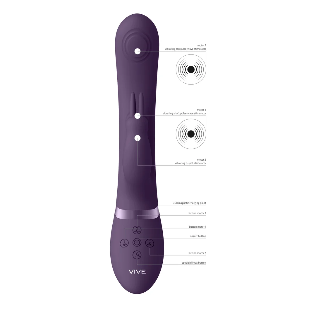 Vibromasseur rabbit à double onde pulsée avec bouton climax – VIVE by Shots, rose VIVE by Shots – Image 16