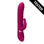 Vibromasseur rabbit avec embout vibrant et perles rotatives, VIVE by Shots, rose VIVE by Shots