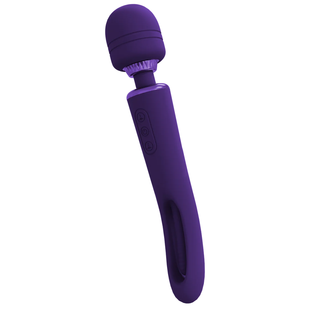 Vibromasseur wand à double extrémité avec langue frétillante et double moteur, VIVE, violet VIVE by Shots – Image 9