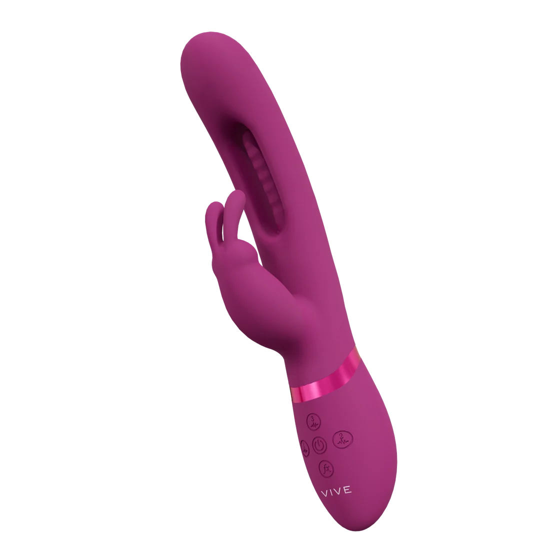 Vibromasseur rabbit à trois moteurs avec stimulateur du point G mobile – VIVE, rose, VIVE by Shots – Image 4