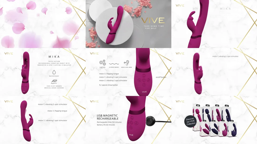 Vibromasseur rabbit à trois moteurs avec stimulateur du point G mobile – VIVE, rose, VIVE by Shots – Image 6
