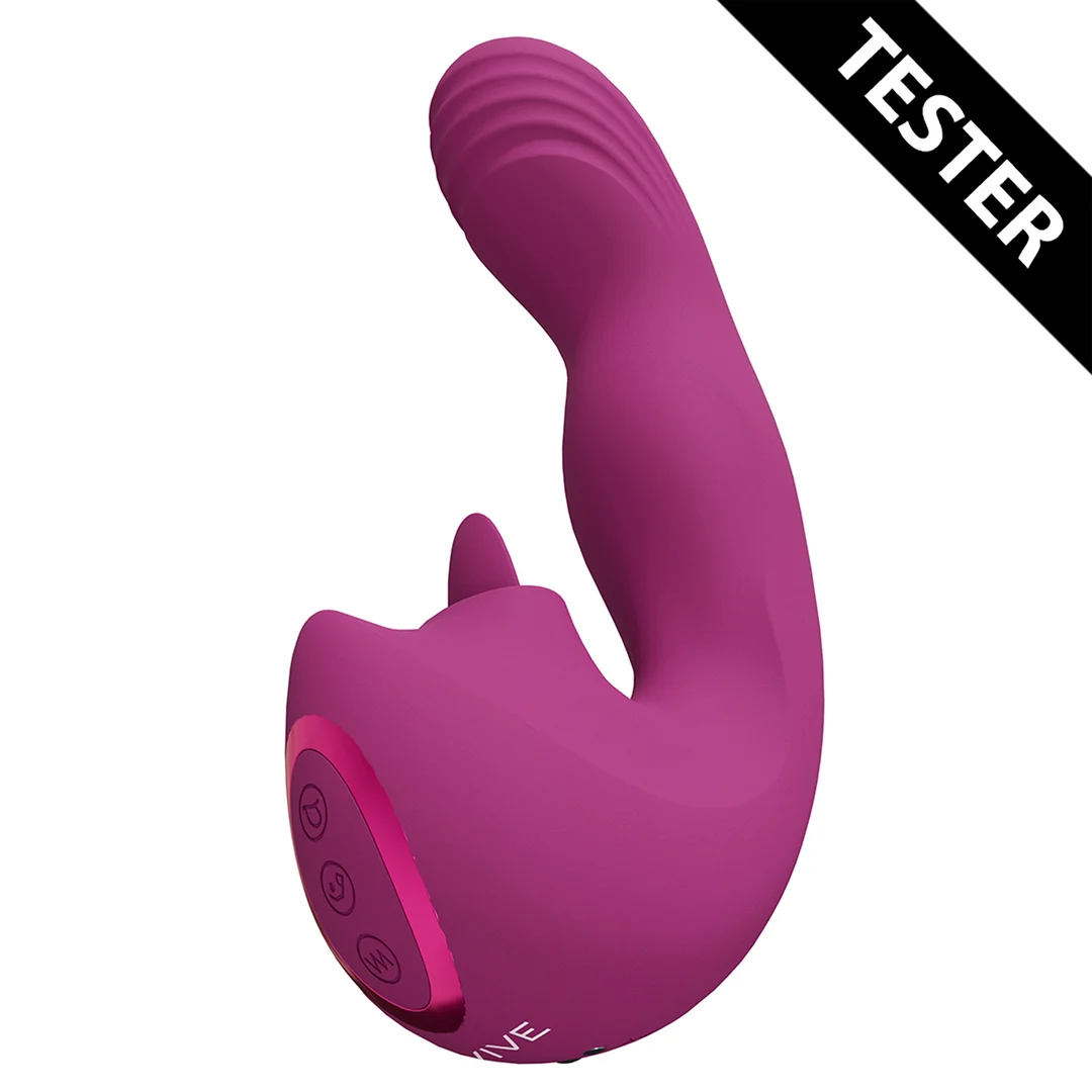 VIVE060PNKTEST_1_1 Vibromasseur duo – stimulation du point G par mouvement de va et vient et langue qui frétille – VIVE by Shots rose VIVE by Shots – Image 1