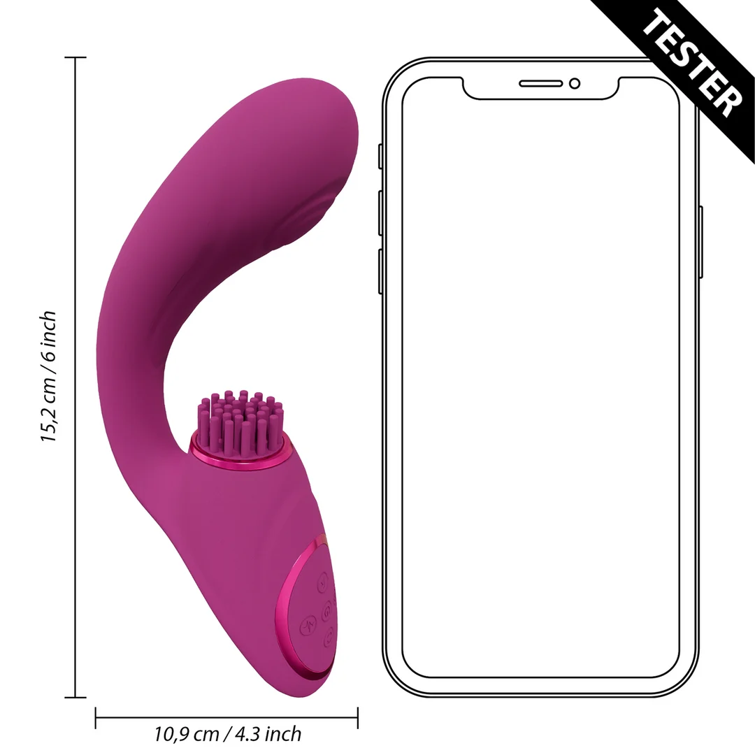 Vibromasseur pour le point G | trois moteurs avec ondes pulsées et brosses vibrantes | VIVE by Shots, rose – Image 6